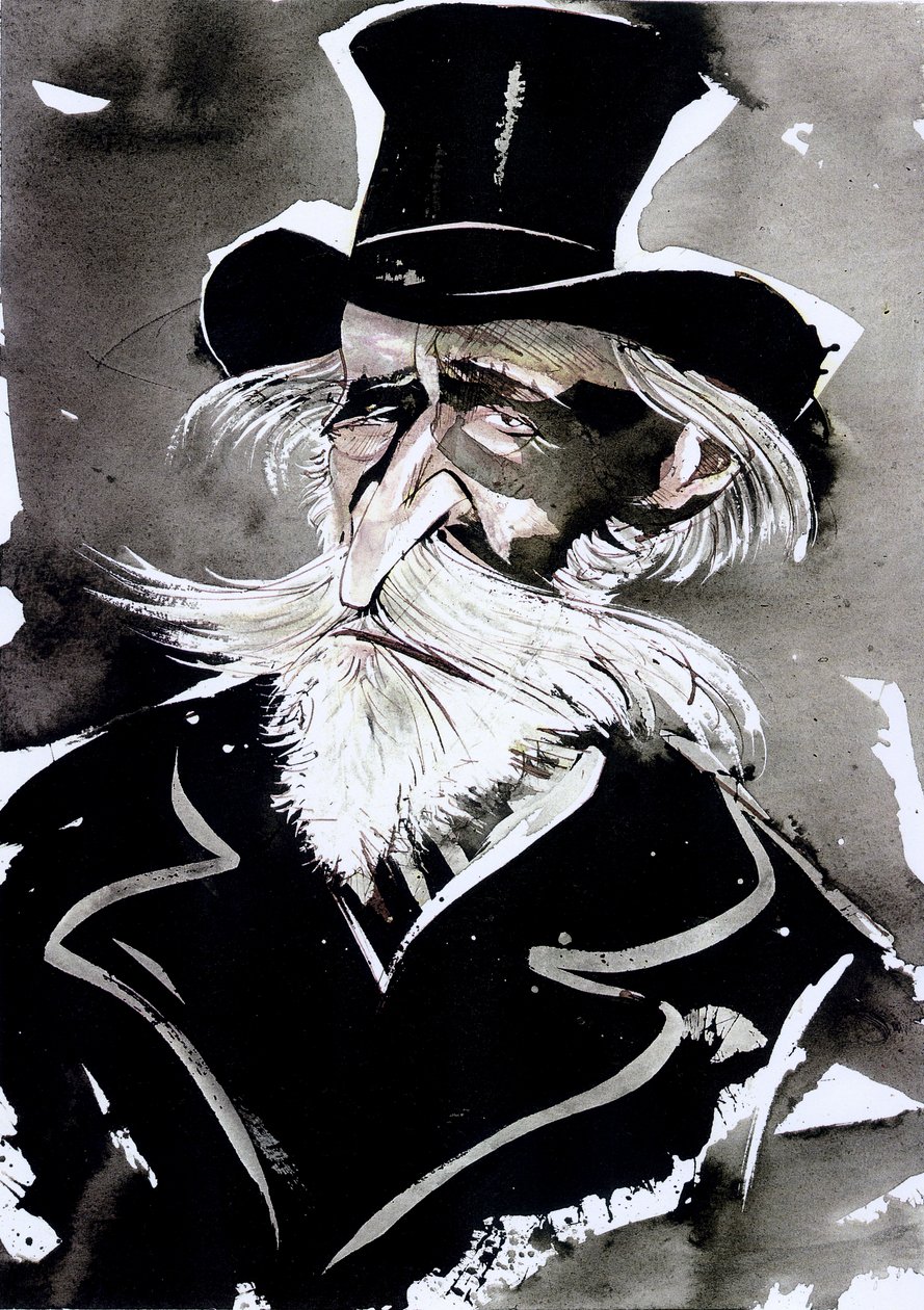 Giuseppe Verdi - karikatyr av den italienska kompositören av Neale Osborne