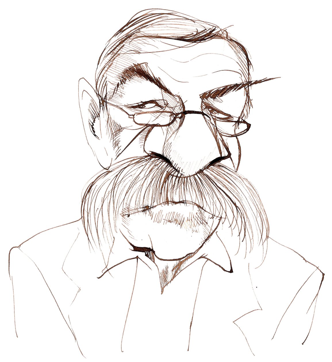 Günter Grass, tysk romanförfattare, poet, dramatiker och konstnär; karikatyr av Neale Osborne