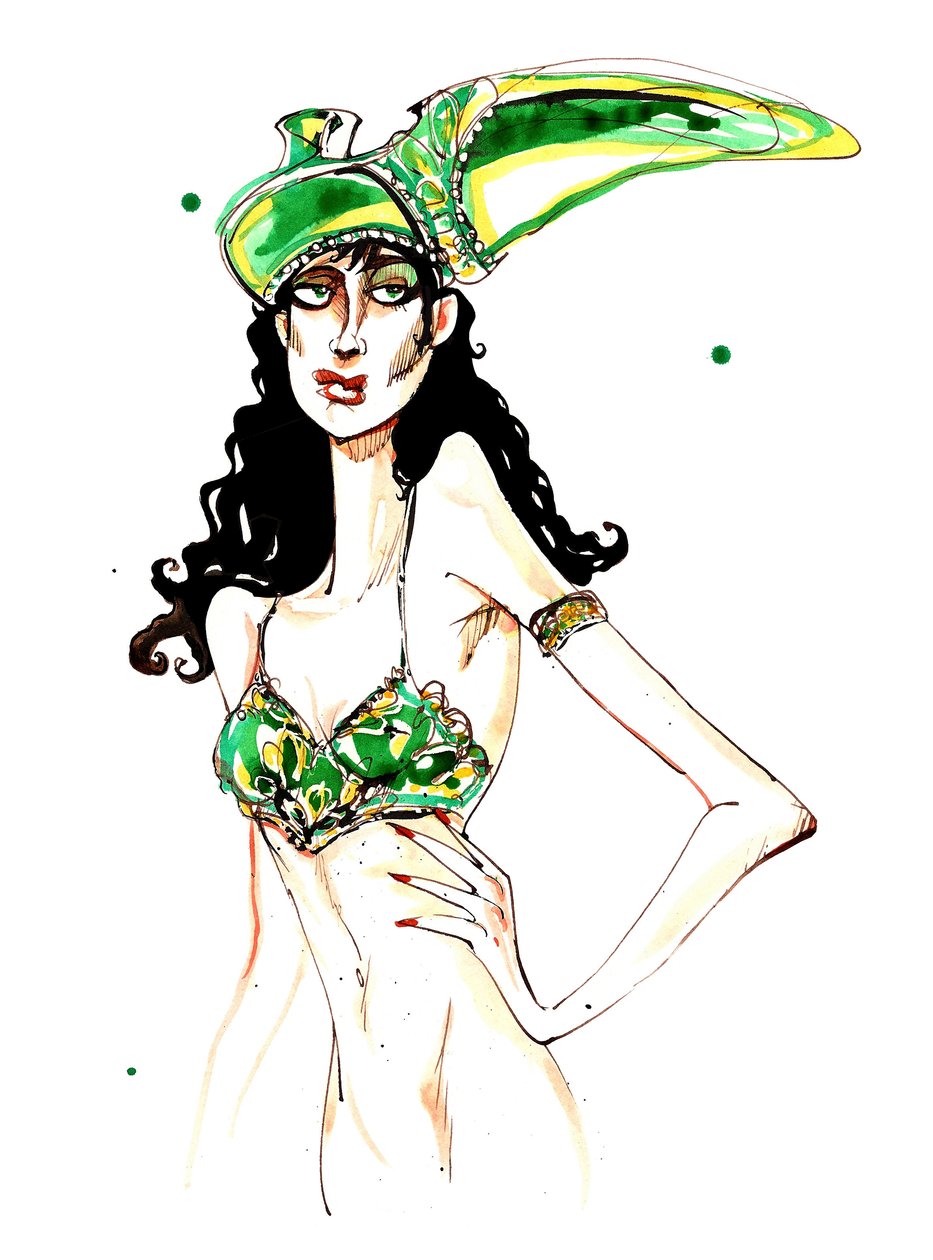 Grön art déco skohatt: från en serie inspirerad av Elsa Schiaparelli skoformad hatt av Neale Osborne