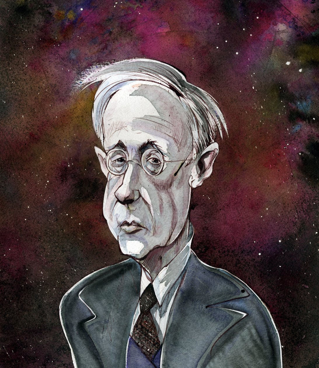 Gustav Holst - karikatyr av den engelska kompositören av Neale Osborne