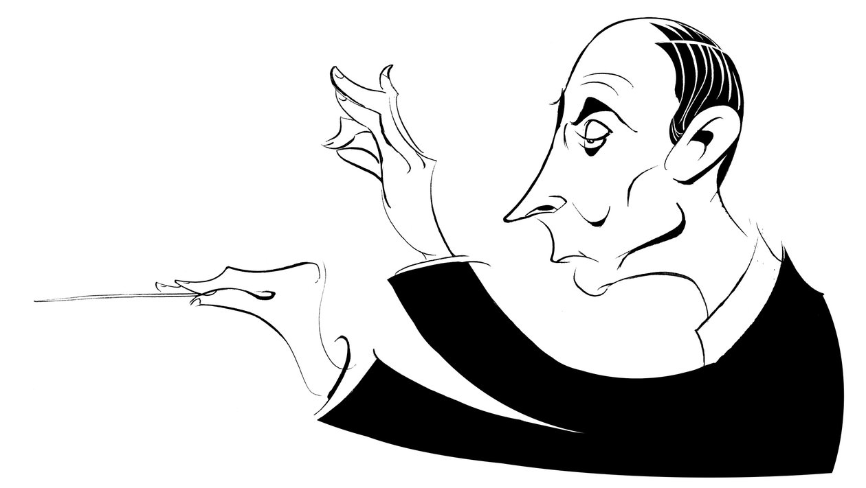 Igor Markevitch - svartvit karikatyr av Neale Osborne