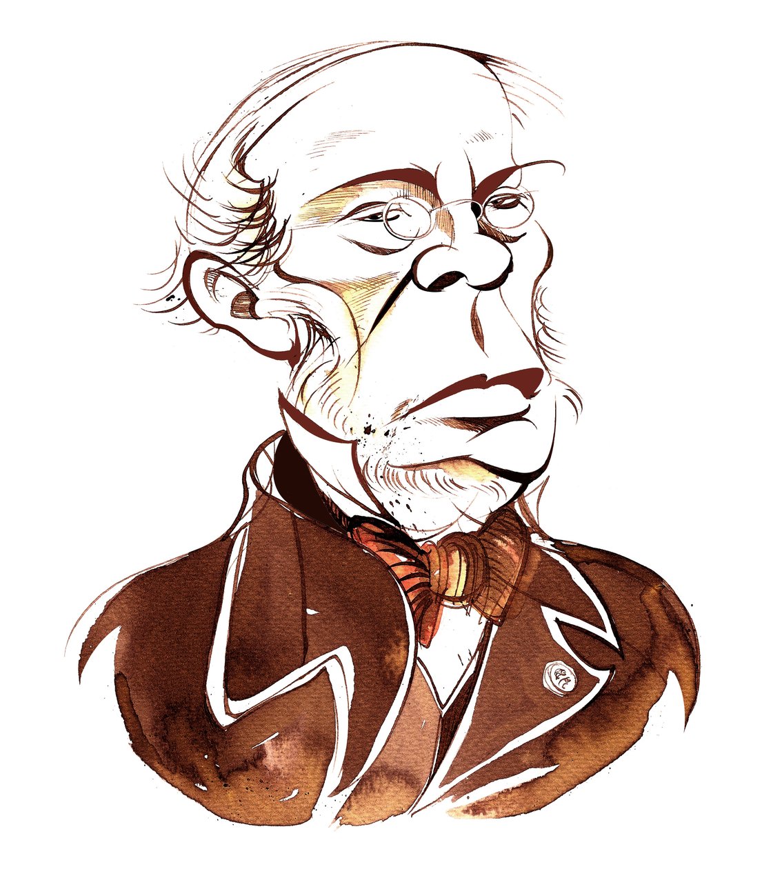Jacques Fromental Halévy - sepia karikatyr av Neale Osborne