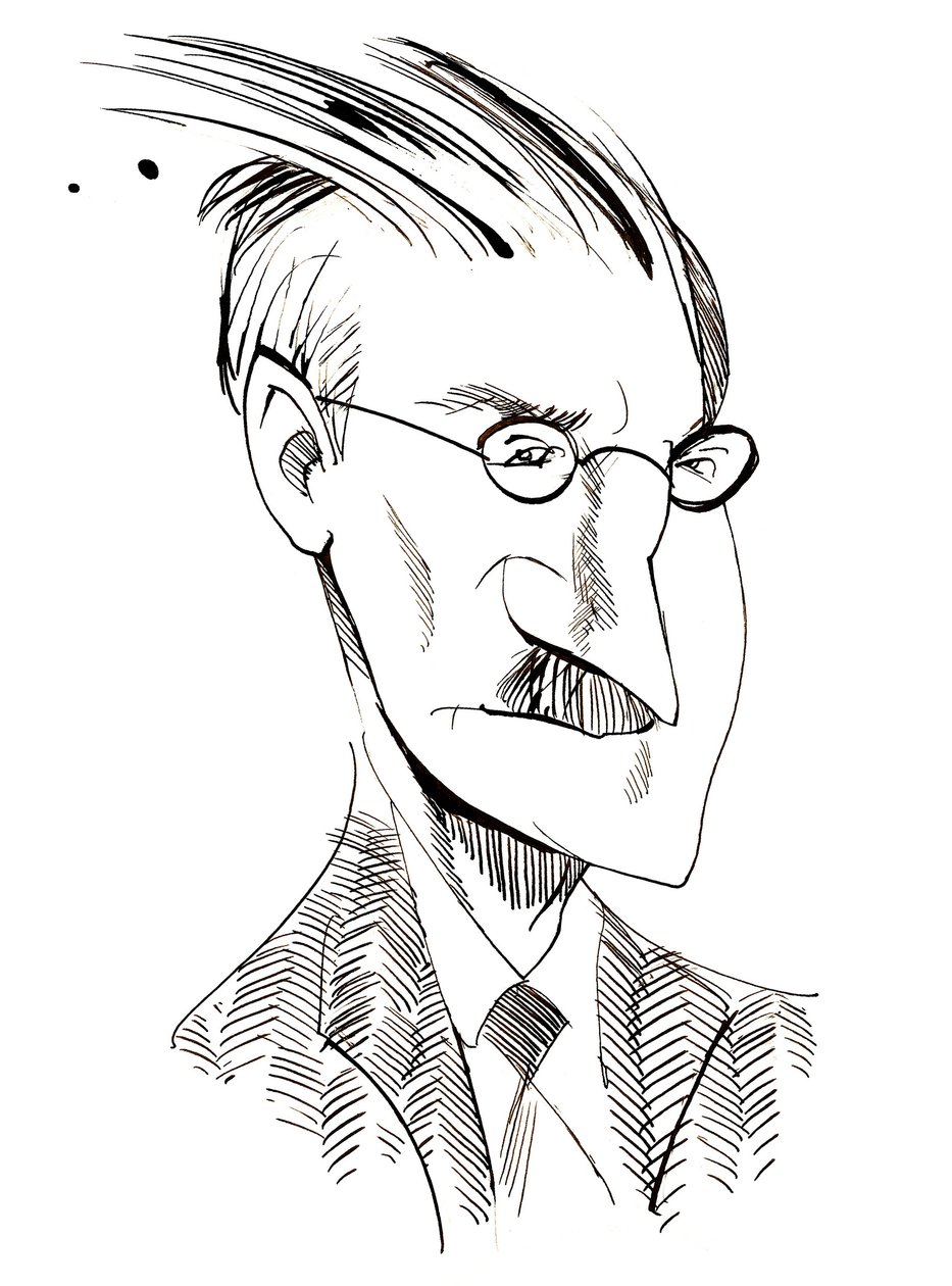 James Joyce - karikatyr av irländsk författare (1882-1941) av Neale Osborne