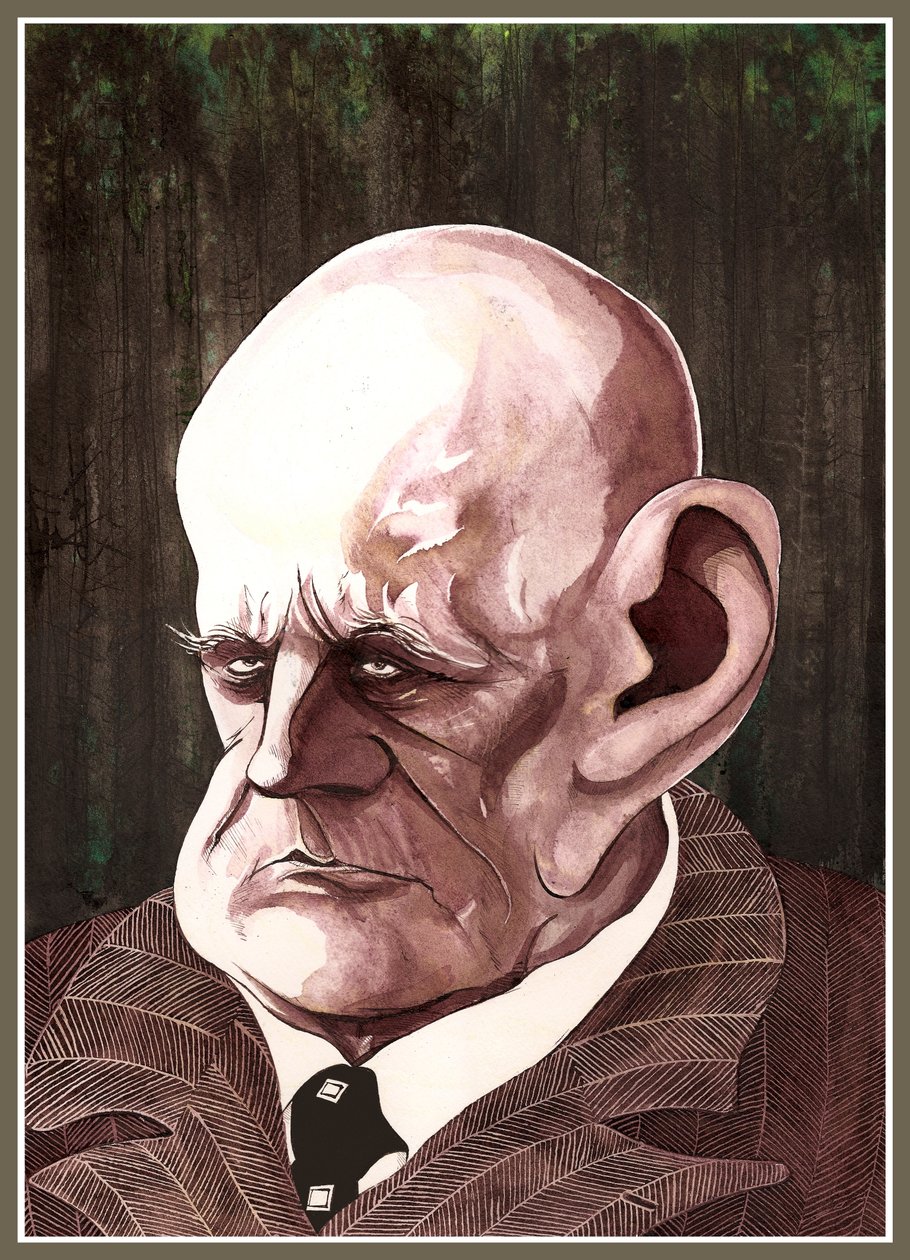 Jean Sibelius, finsk tonsättare (1865-1957), karikatyr av färgbläck, 2003 av Neale Osborne av Neale Osborne