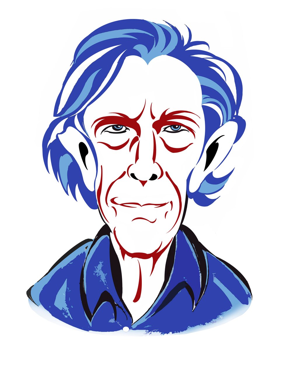 John Cage - färgkarikatyr av Neale Osborne