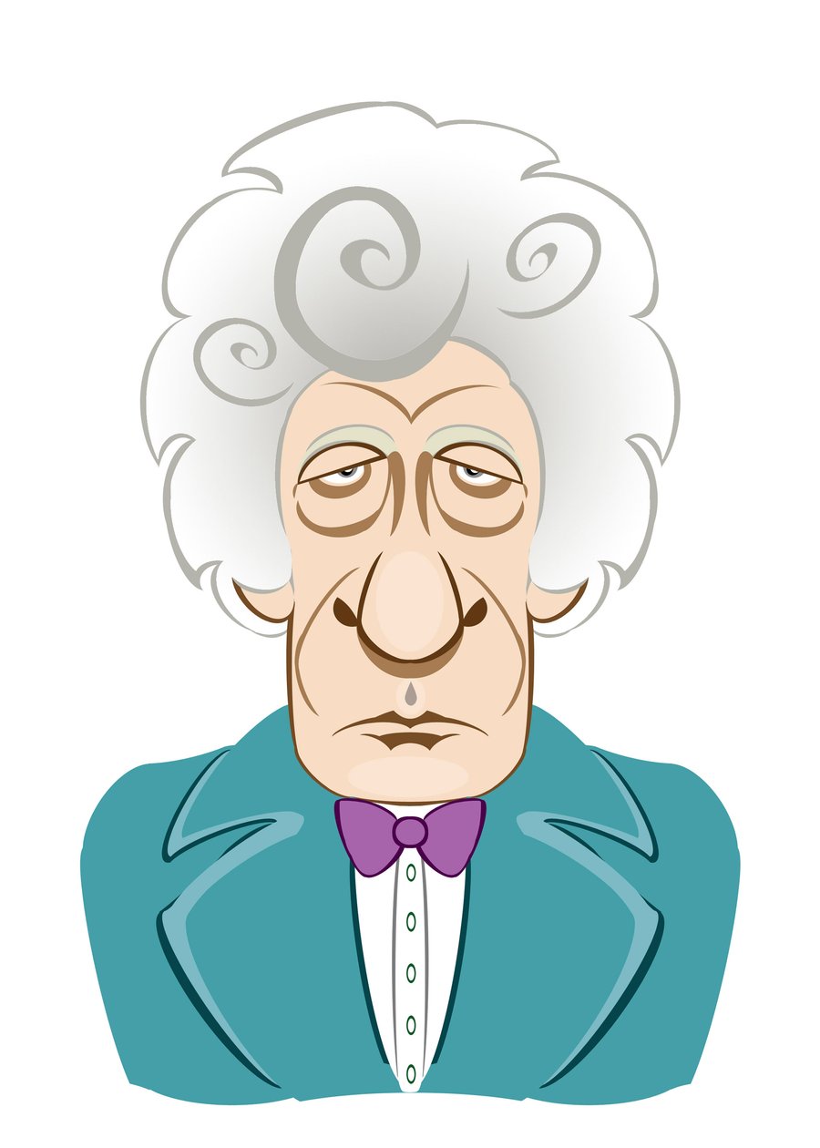 Jon Pertwee som Doctor Who - karikatyr av Neale Osborne