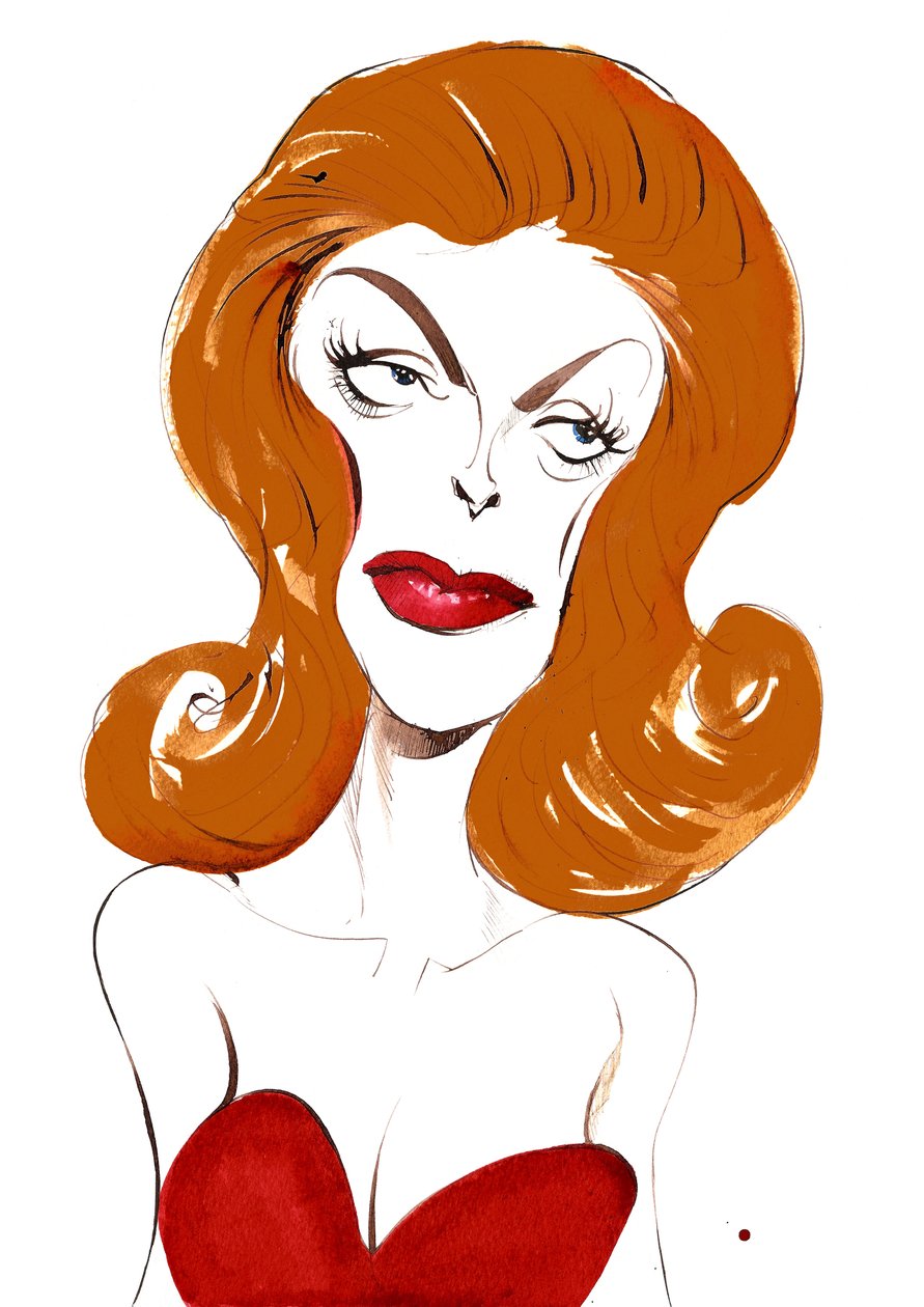 Julie London amerikansk sångerska och skådespelerska (1926-2000); färgkarikatyr, 2015 av Neale Osborne