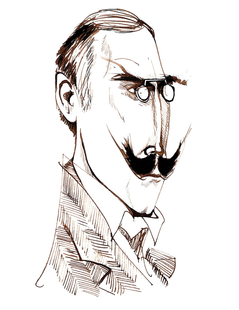 Knut Hamsun - karikatyr av Neale Osborne