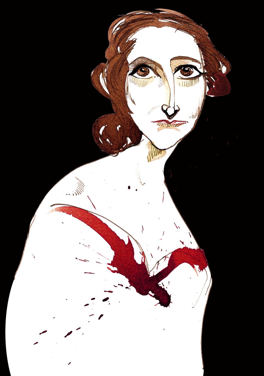 Mary Wollstonecraft Shelley - färgkarikatyr av Neale Osborne