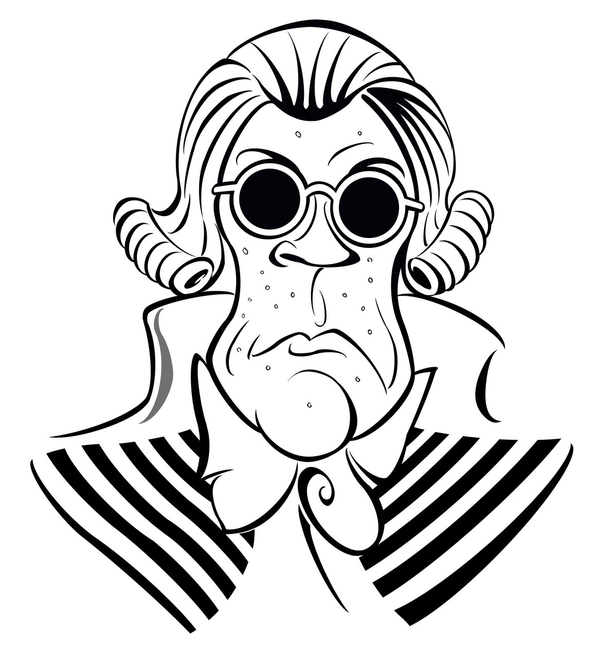 Maximilien Robespierre, 2019 (bläck och digitalt) av Neale Osborne