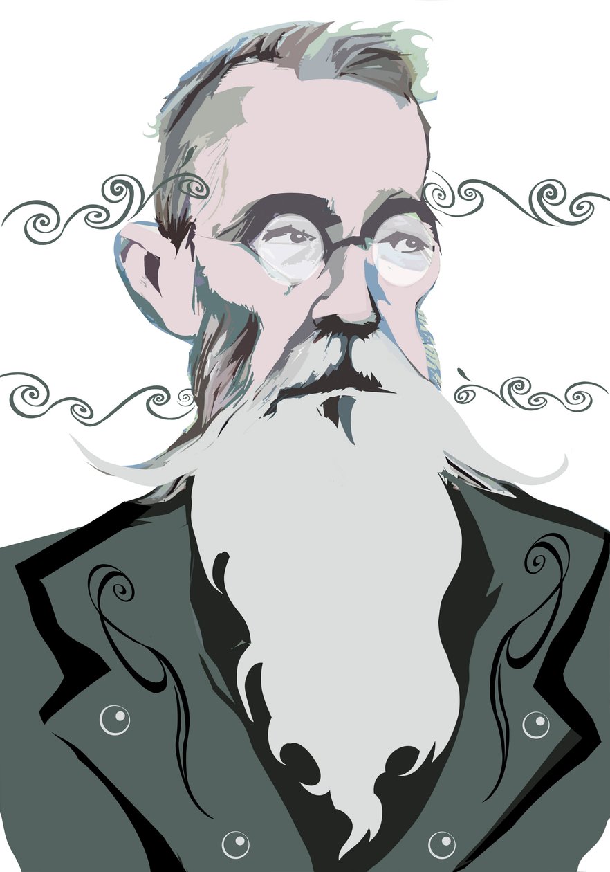 Nikolai Rimsky-Korsakov rysk kompositör (1844-1908), färggrafisk version av filbilden, 20062010 av Neale Osborne av Neale Osborne