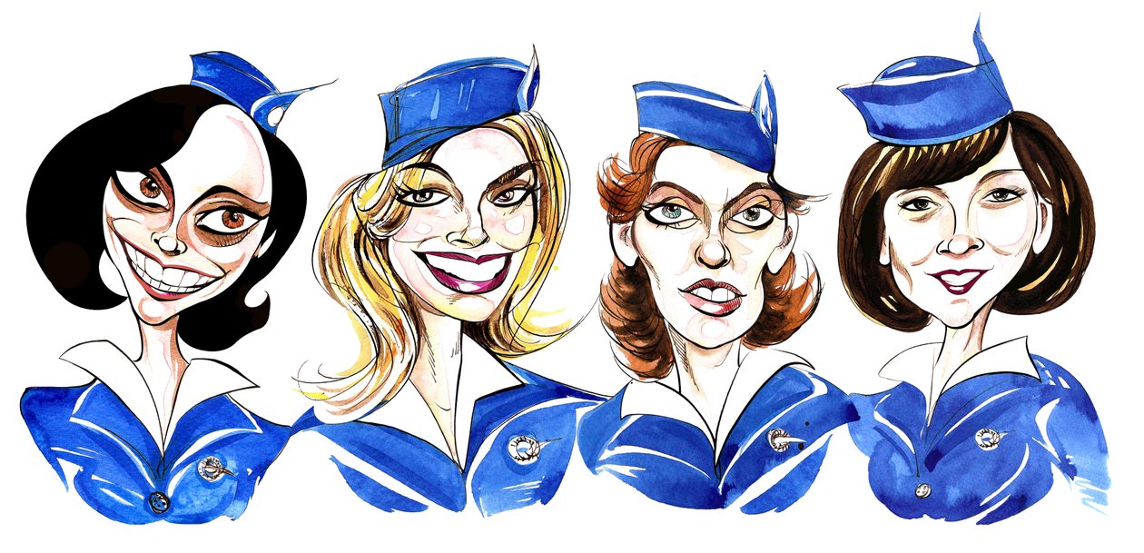 Pan Am - karikatyr av skådespelare i tv-serien av Neale Osborne