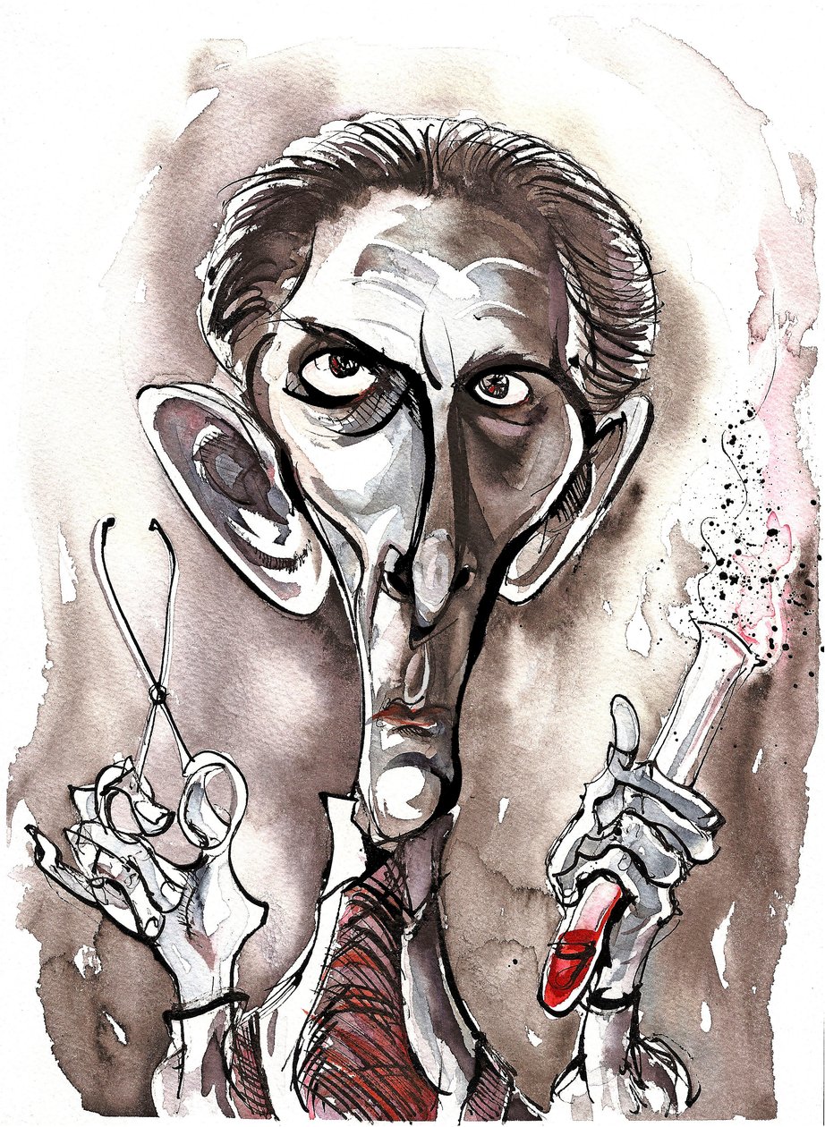 Peter Cushing - karikatyr av Neale Osborne