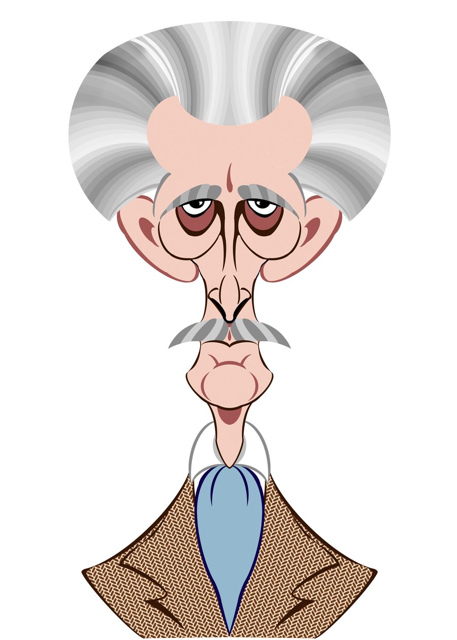 Peter Cushing som Doctor Who - karikatyr av Neale Osborne