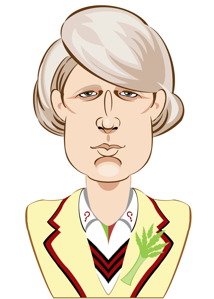 Peter Davison som Doctor Who - karikatyr av Neale Osborne
