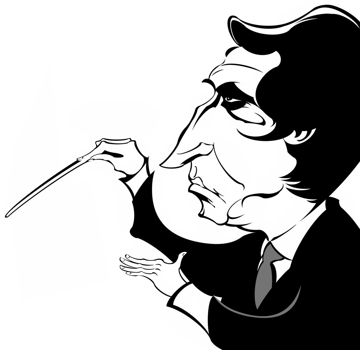 Riccardo Muti - karikatyr av den italienska dirigenten av Neale Osborne