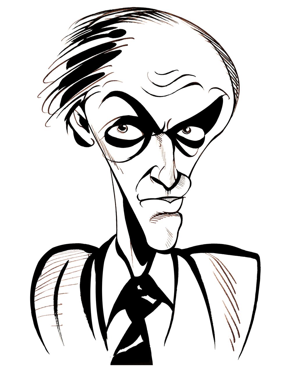 Roald Dahl - svart och vit karikatyr av Neale Osborne