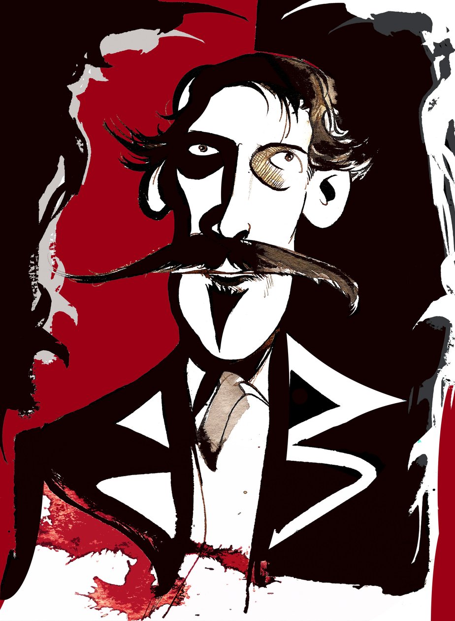 Robert Louis Stevenson - färgkarikatyr av Neale Osborne