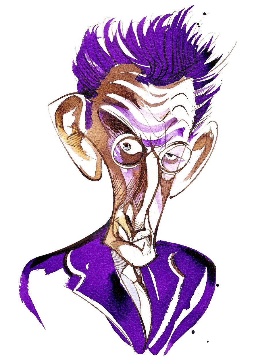 Samuel Beckett (irländsk författare och dramatiker, 1906-89) färgkarikatyr av Neale Osborne