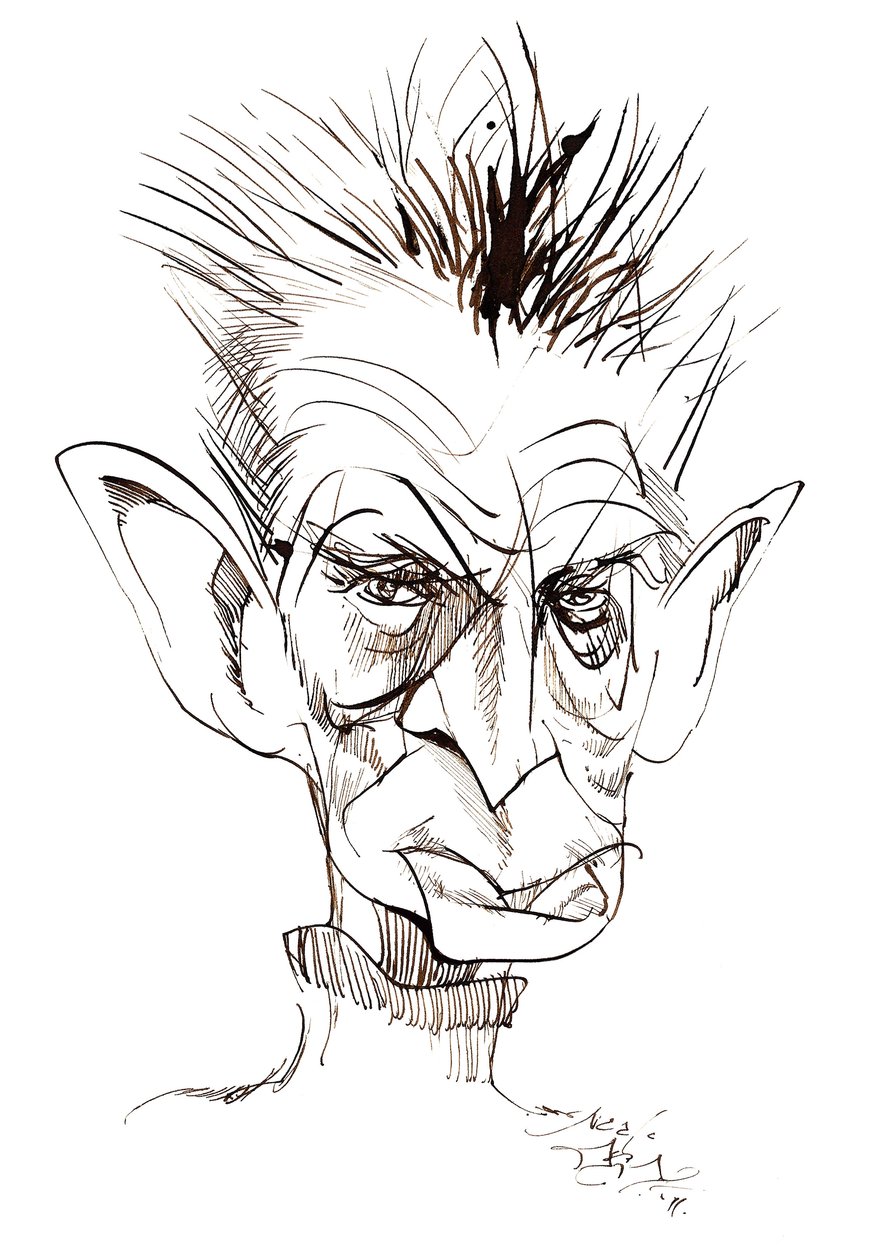 Samuel Beckett - karikatyr av den irländska författaren och dramatikern (1906-89) av Neale Osborne