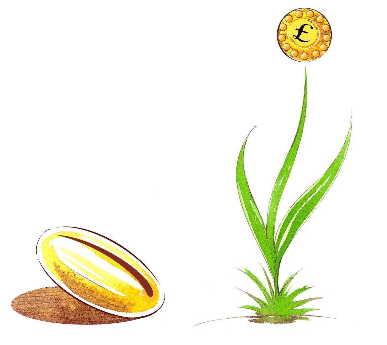 Seed and shoot - illustration av finansiell allegori av Neale Osborne
