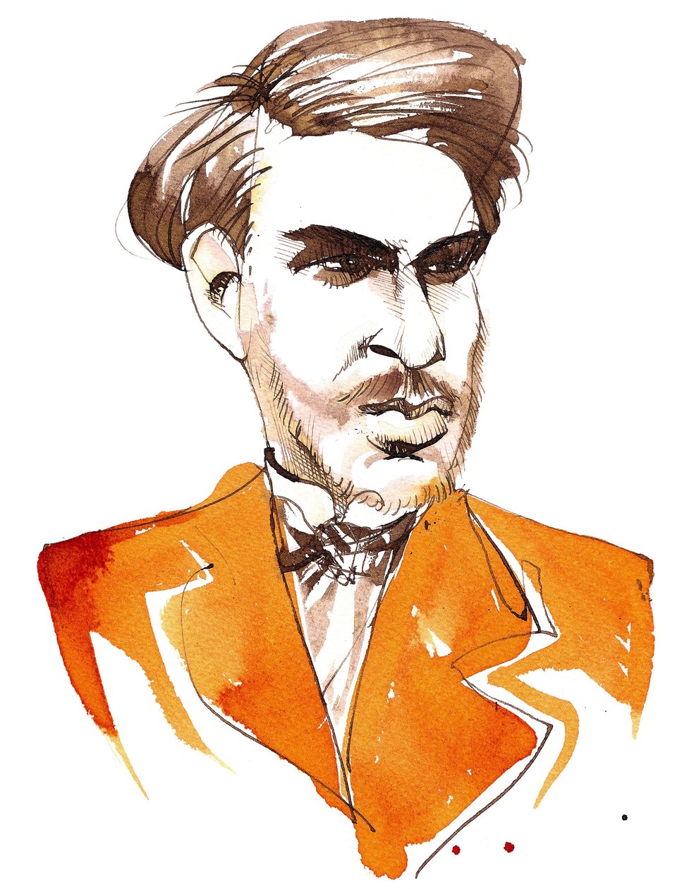 Sergei Taneyev (rysk kompositör, 1856-1915) karikerad som ung man av Neale Osborne