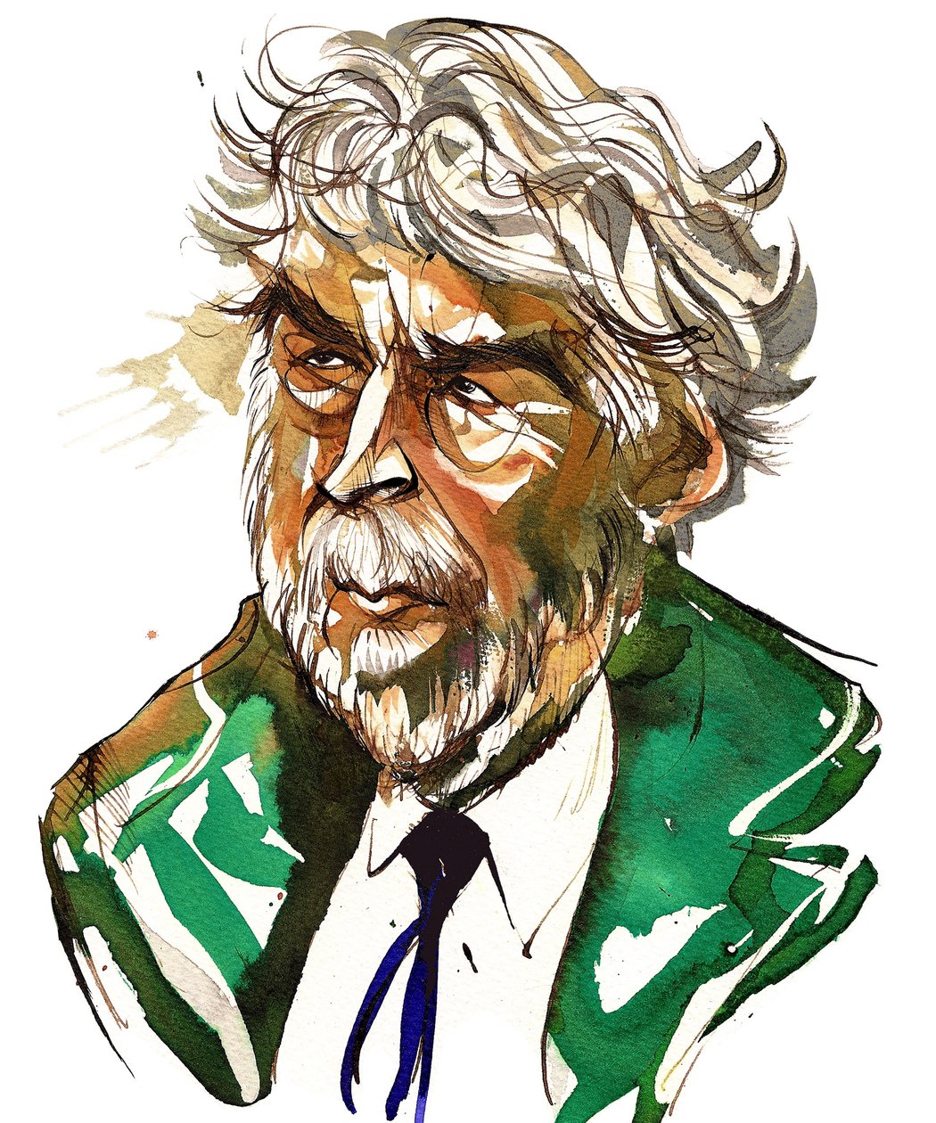 Sir Harrison Birtwistle - färgkarikatyr av Neale Osborne