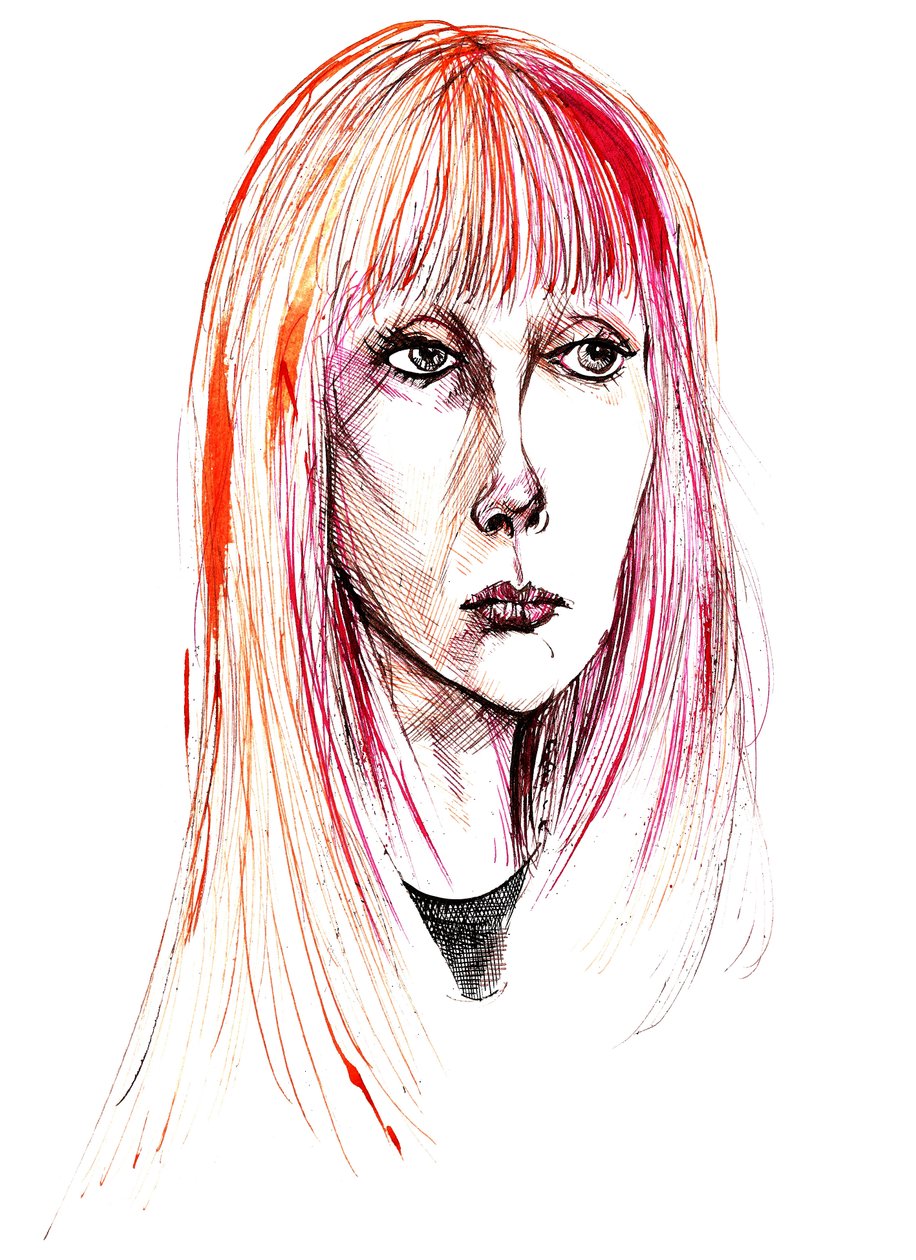 Sylvie Guillem - porträtt av färgbläck av Neale Osborne