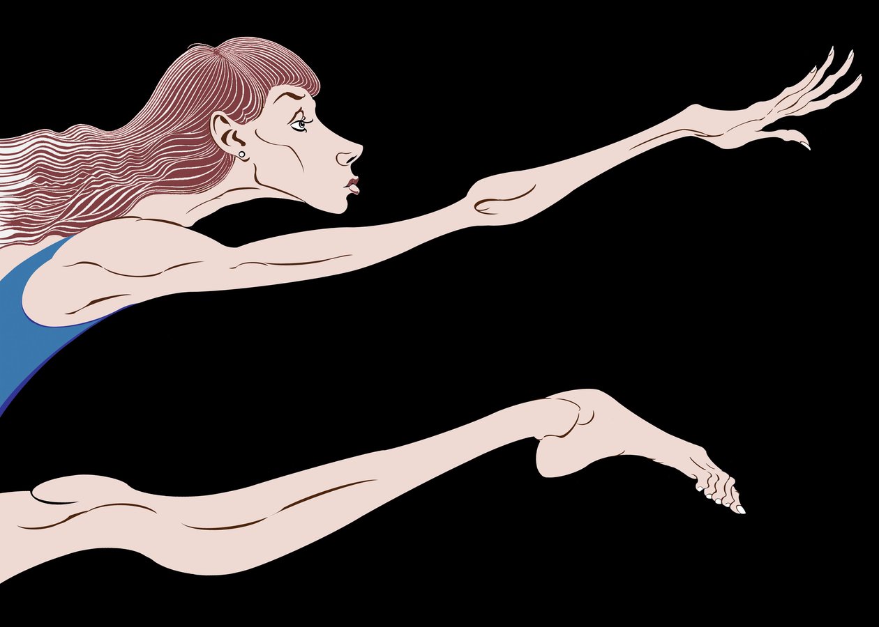 Sylvie Guillem, fransk ballerina, färgversion av bw-filbild, 2006 av Neale Osborne