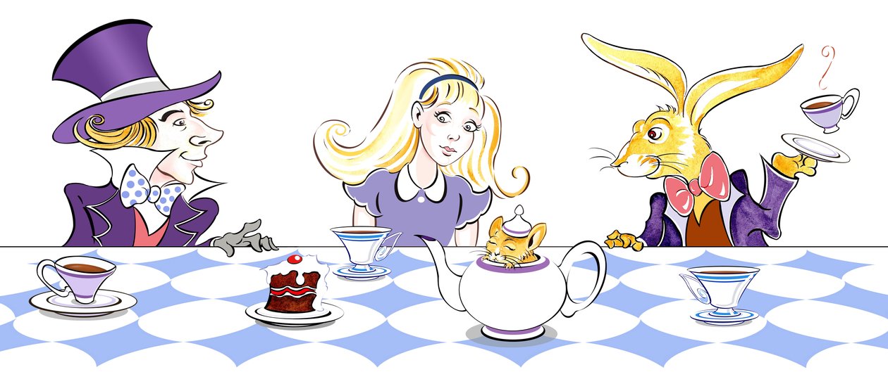 The Mad Hatters Tea Party - illustration till Lewis Carrolls Alices Adventures in Wonderland (1865), 2005 av Neale Osborne