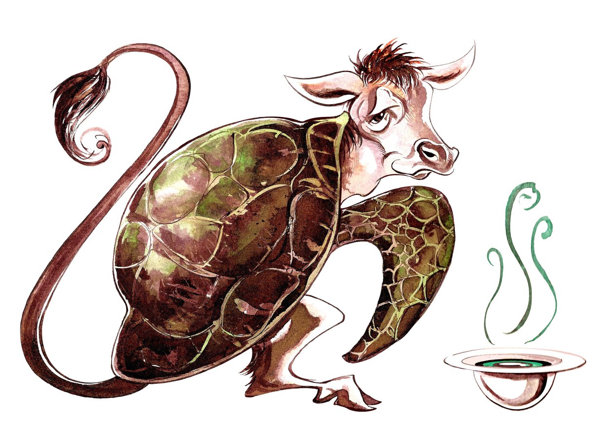 The Mock Turtle - illustration till Lewis Carrolls Alices Adventures in Wonderland (1865), 2005 av Neale Osborne