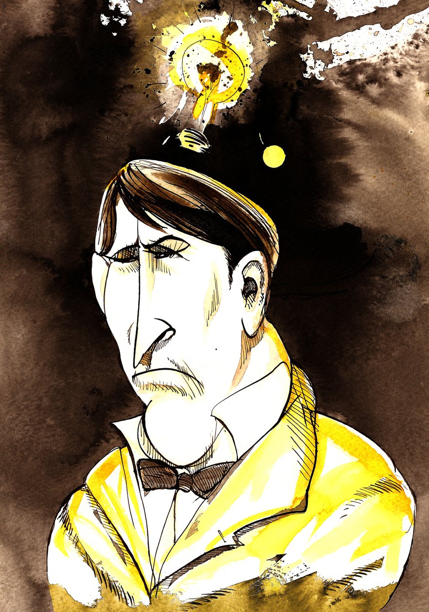 Thomas Edison - karikatyr av amerikansk uppfinnare och fysiker, 1847-1931 av Neale Osborne