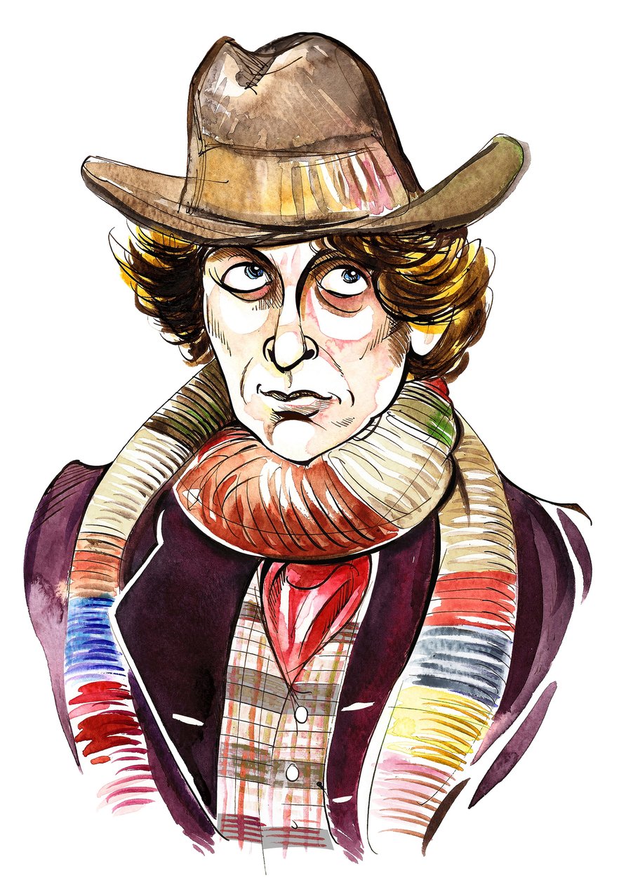 Tom Baker som Doctor Who i BBC:s tv-serie med samma namn av Neale Osborne