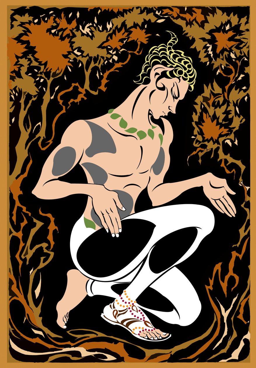 Vaslav Nijinsky, som faunen i LApres-midi dun faune av Debussy, rysk dansare och koreograf (1890-1950), färgaffischversion av ovan, 2004 av Neale Osborne av Neale Osborne