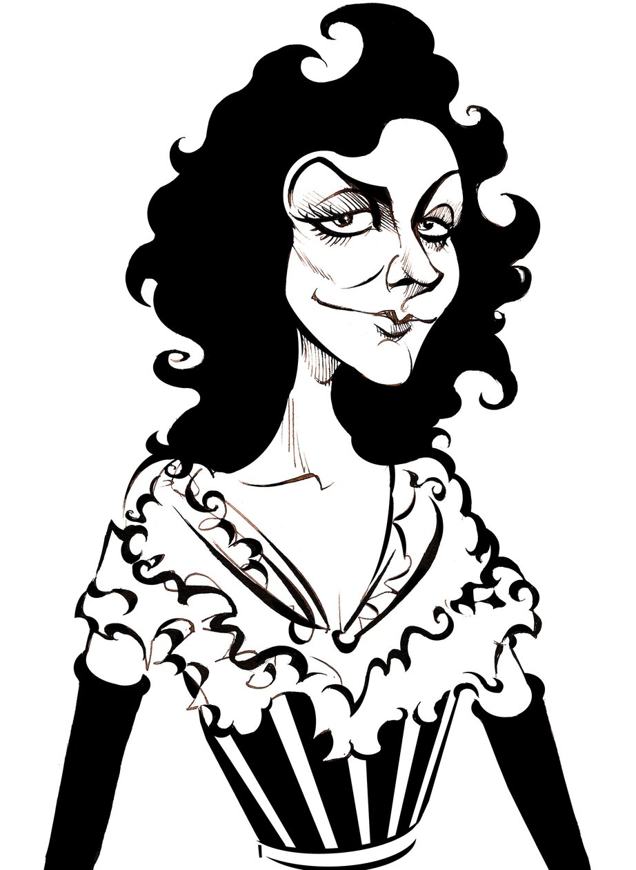Yvette Guilbert, fransk skådespelerska och kabarésångerska, (1867 - 1944) karikatyr av Neale Osborne