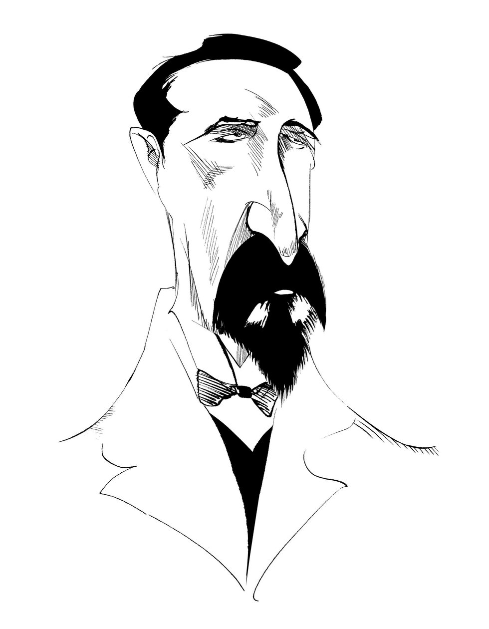 Alexander Borodin, rysk kompositör, s/v karikatyr, 2010 av Neale Osborne av Neale Osborne
