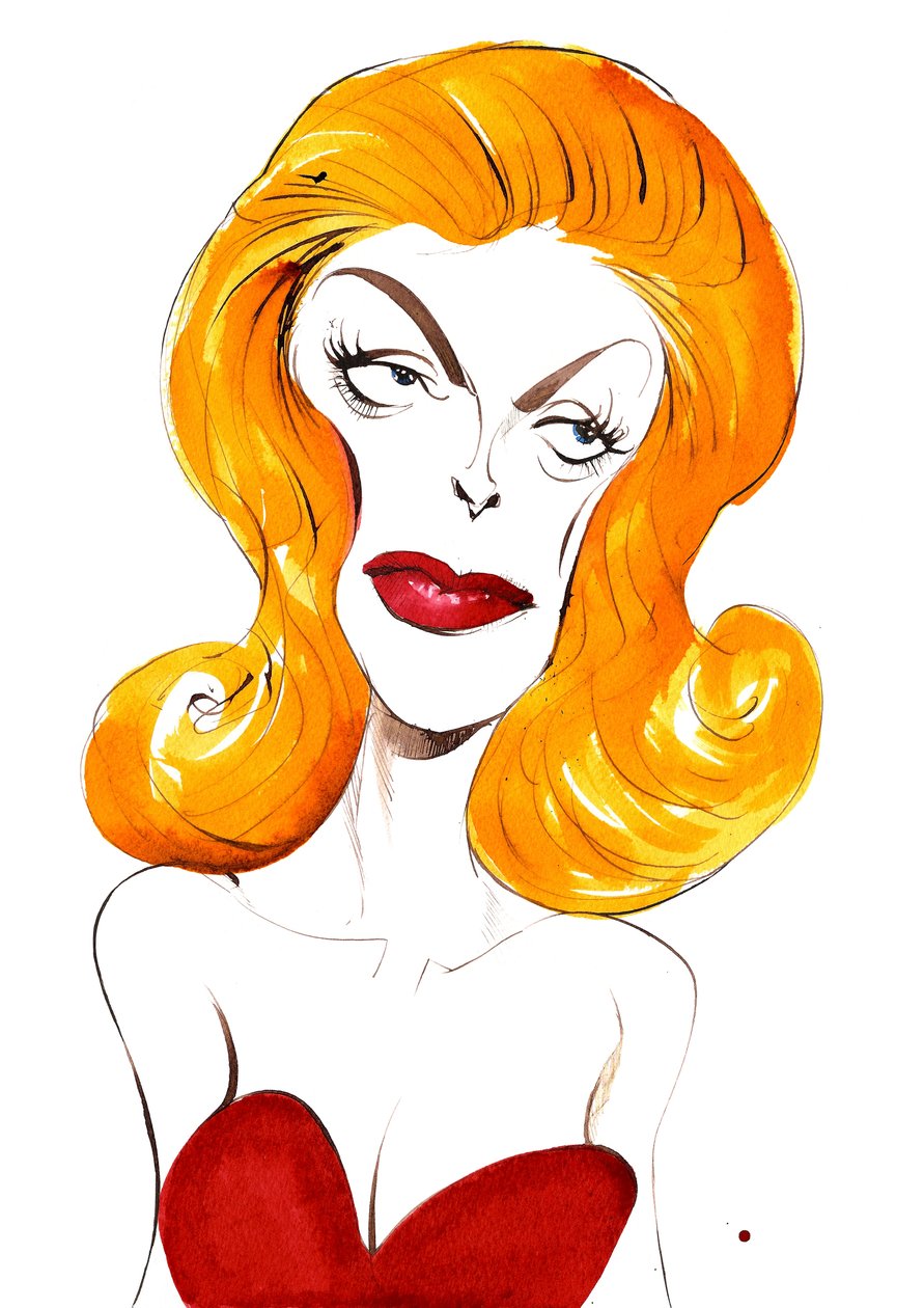 Julie London amerikansk sångerska och skådespelerska (1926-2000); färgkarikatyr, 2015 av Neale Osborne