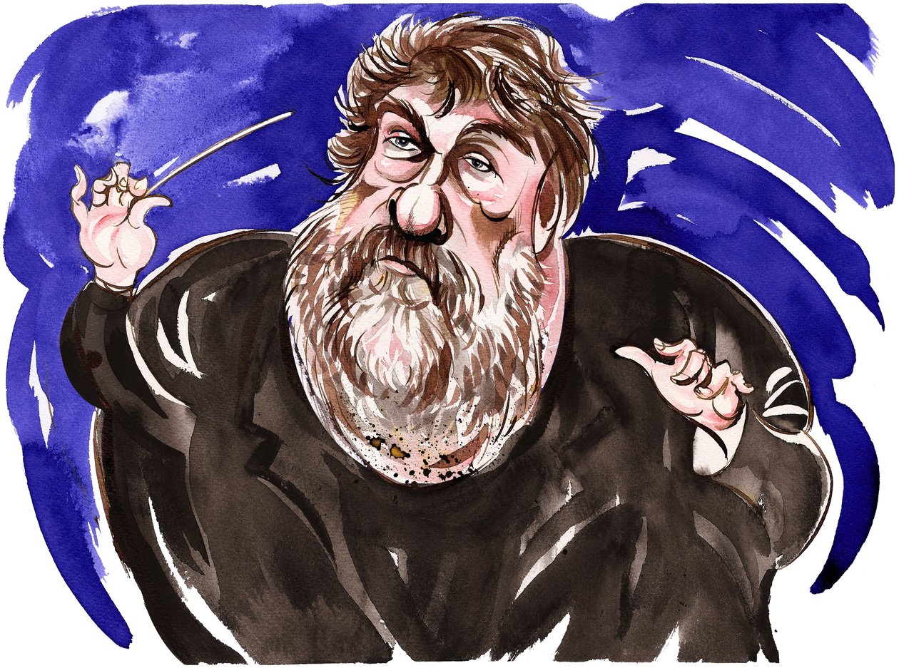Oliver Knussen - färgkarikatyr av Neale Osborne