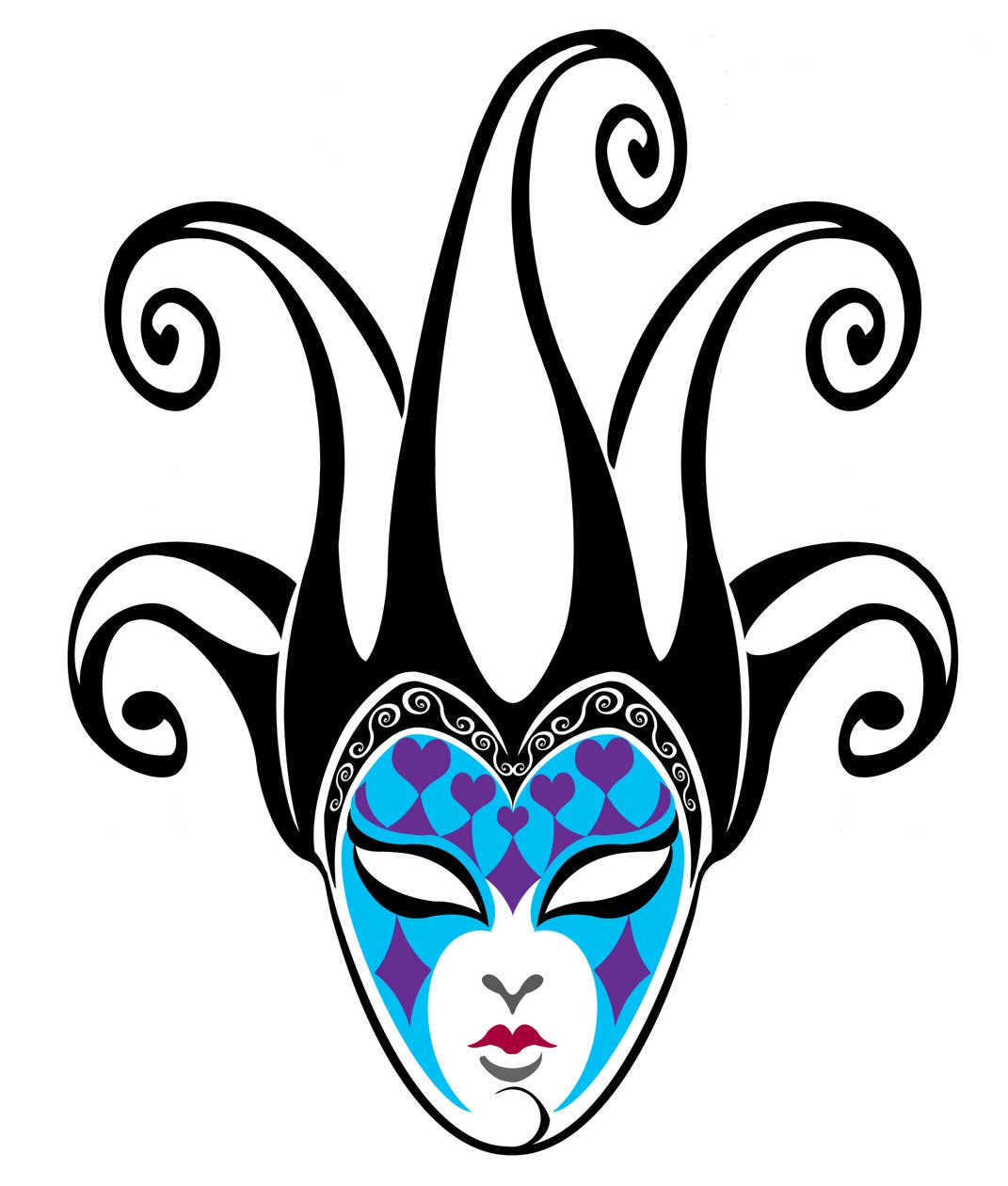 kvinnlig Jester mask, 2023 (digital) av Neale Osborne