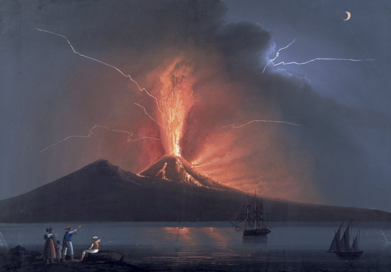 Neapel: Vesuvius utbrott, 22 oktober 1822 (gouache) av Neapolitan School