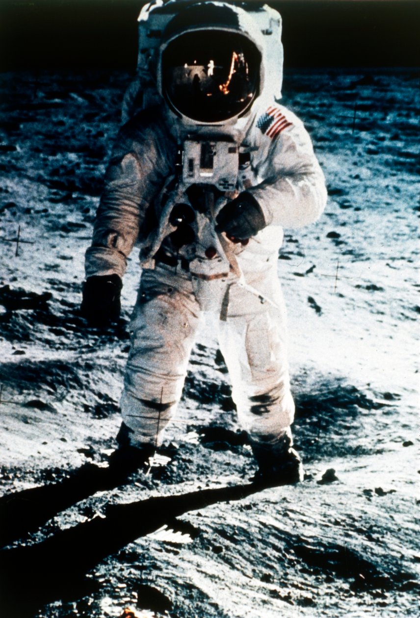 Buzz Aldrin på månen, Apollo II-uppdrag, juli 1969. av Neil Armstrong