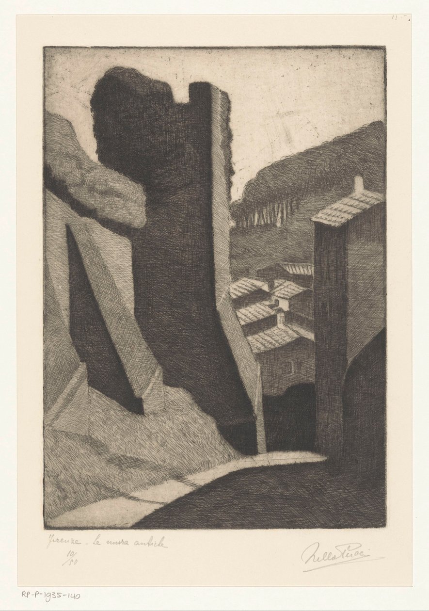 Antik vägg i Florens Firenze - Le Mura antiche (titel på objekt) av Nella Pucci