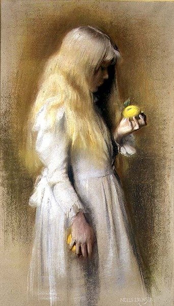 Gyllene hår (pastell på papper) av Nelly Erichsen