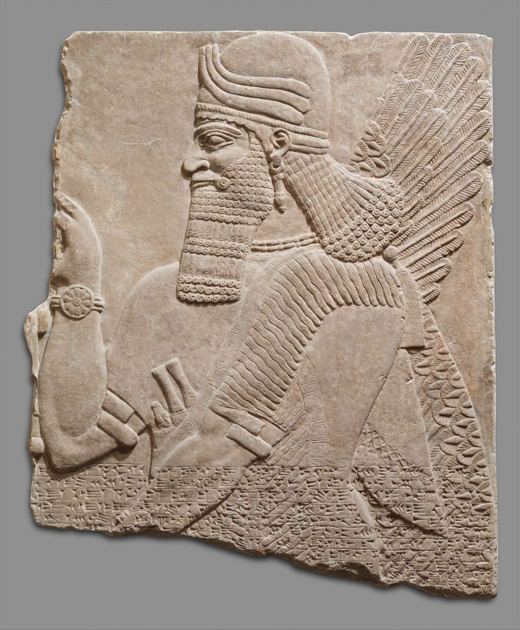 Reliefpanel av övernaturlig figur, c.883-59 f.Kr. (gipsalabast) av Neo Assyrian