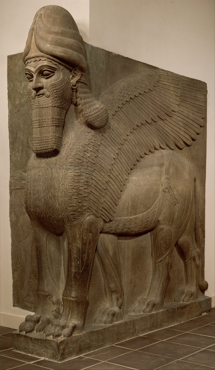 Bevingat lejon med människohuvud (lamassu), c.883–859 f.Kr. (gipsalbaster) av Neo Assyrian