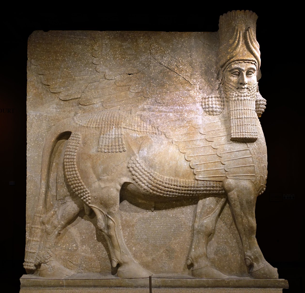 Bevingad tjur från hov VIII vid kung Sargon II:s palats, Khorsabad, 721-705 f.Kr. (gips?) av Neo Assyrian Neo Assyrian