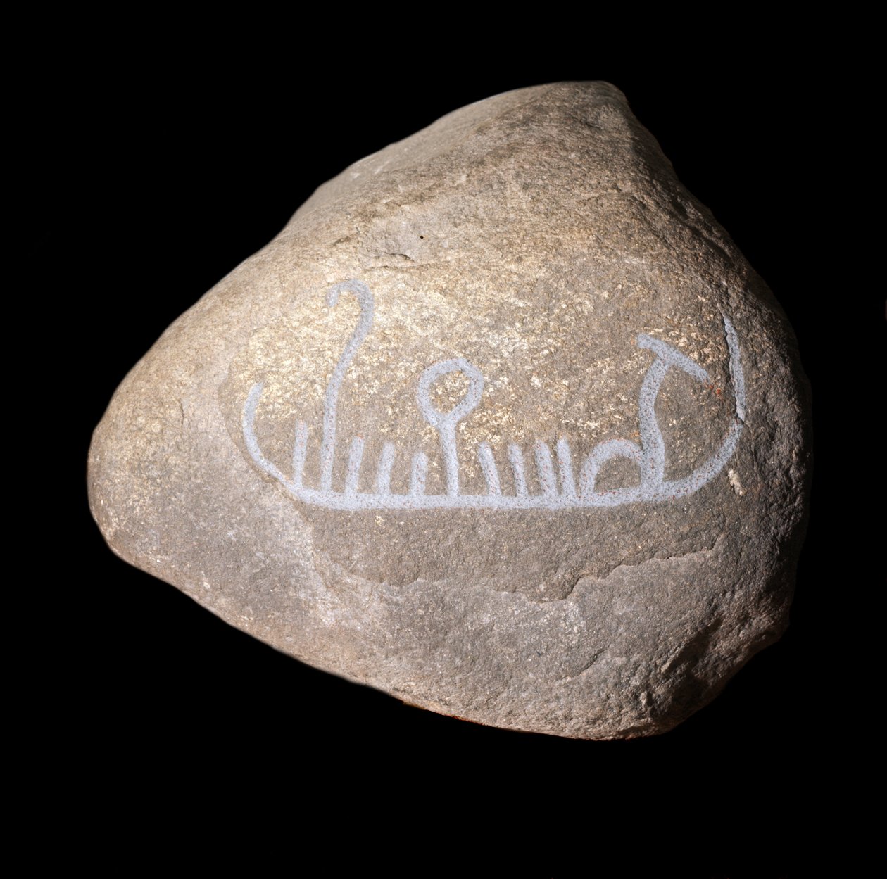 Swedish neolithic graffiti representing a ship. Stockholm Historiska Museet Suede av Neolithic Neolithic