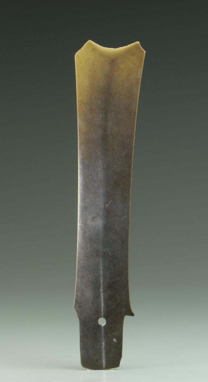 Gaffelmejsel (zhang), Qijia-kultur, ca 2500-2000 f.Kr. (jade) av Neolithic Period Chinese School