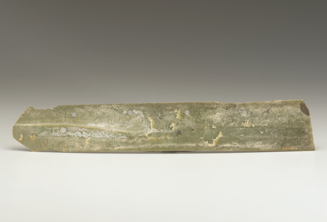 Skördekniv (hu), Qijia-kultur, ca 2500-2000 f.Kr. (jade) av Neolithic Period Chinese School