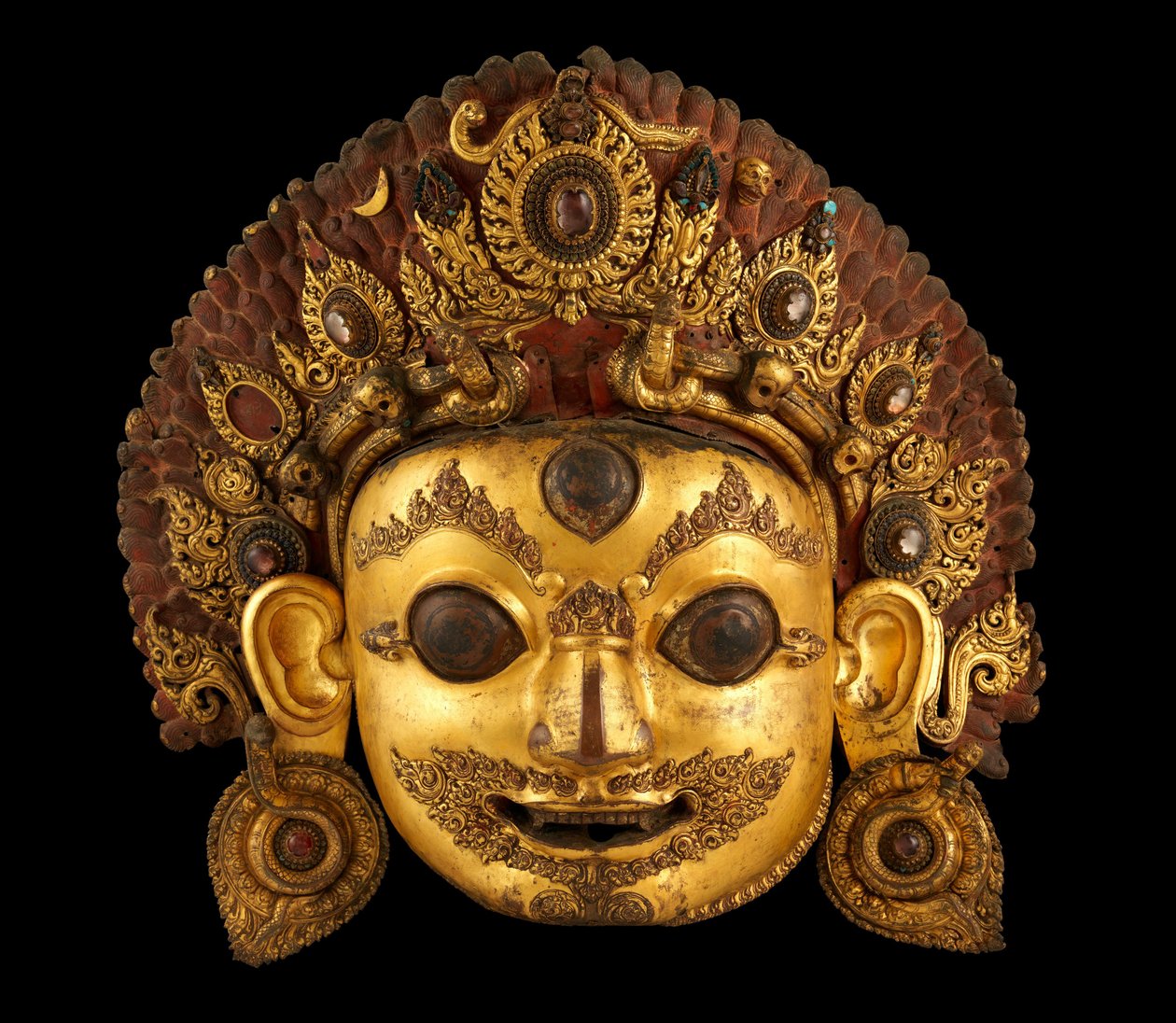 Chef för Bhairava, ca 1500-talet (målad förgylld koppar och bergskristall) av Nepalese School